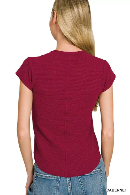 Zenana Double Knit Snap Button Short Sleeve Shirt - Bitsy Gypsy Boutique