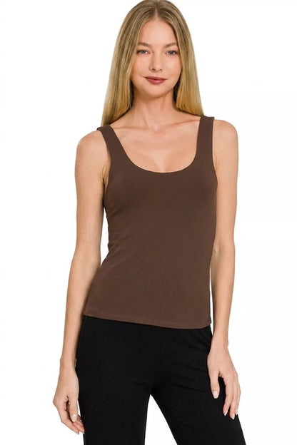 Zenana Double Layered Double Scoop Tank Top - Bitsy Gypsy Boutique