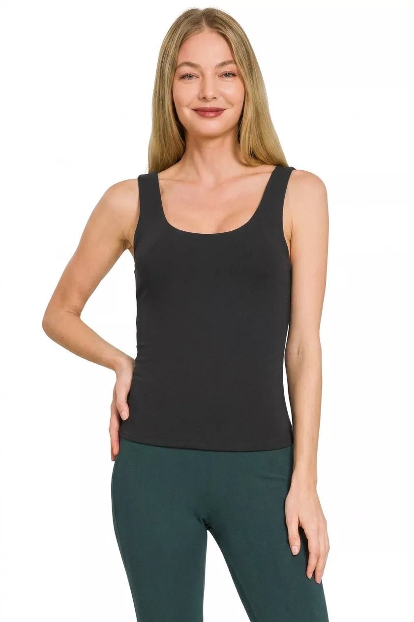 Zenana Double Layered Double Scoop Tank Top - Bitsy Gypsy Boutique