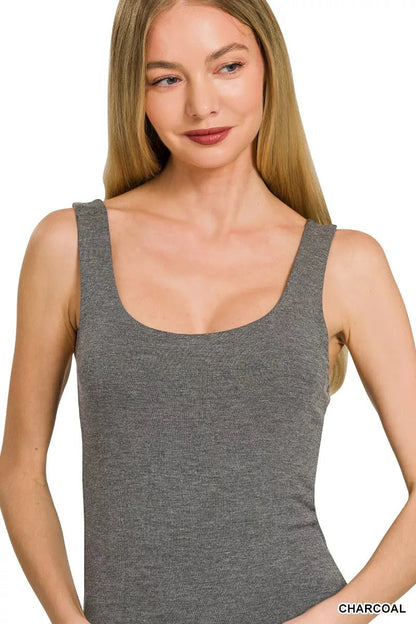 Zenana Double Layered Double Scoop Tank Top - Bitsy Gypsy Boutique