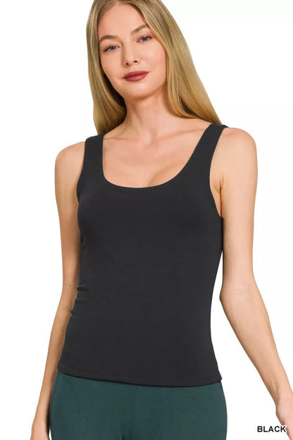 Zenana Double Layered Double Scoop Tank Top - Bitsy Gypsy Boutique