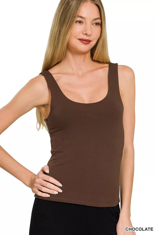 Zenana Double Layered Double Scoop Tank Top - Bitsy Gypsy Boutique