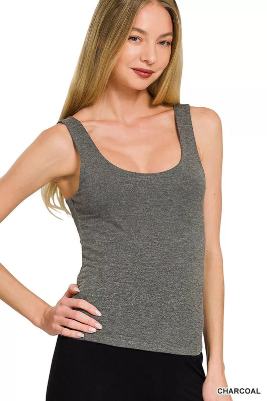 Zenana Double Layered Double Scoop Tank Top - Bitsy Gypsy Boutique