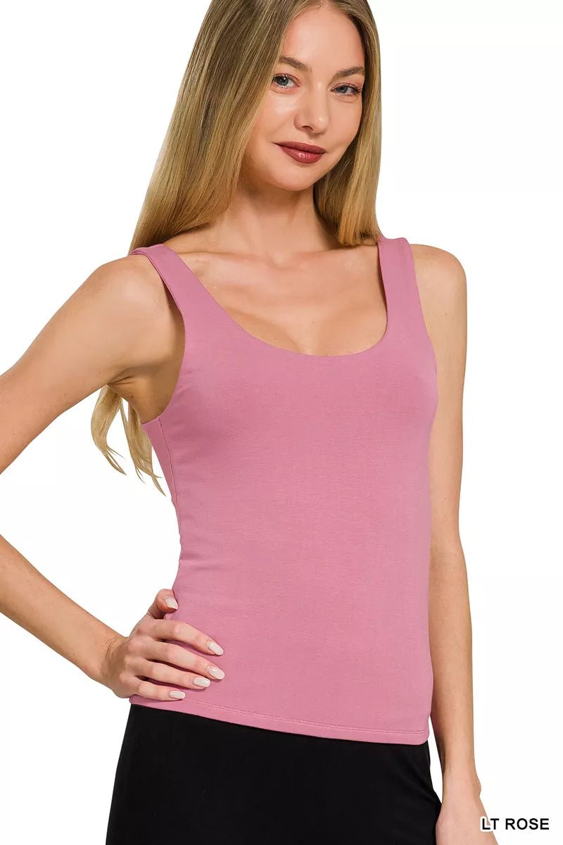 Zenana Double Layered Double Scoop Tank Top - Bitsy Gypsy Boutique