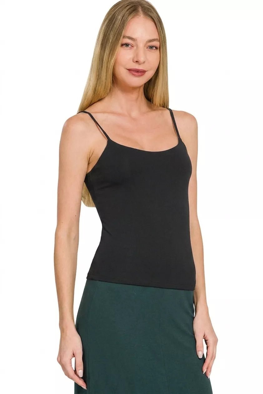 Zenana Double Layered Round Neck Spaghetti Cami - Bitsy Gypsy Boutique