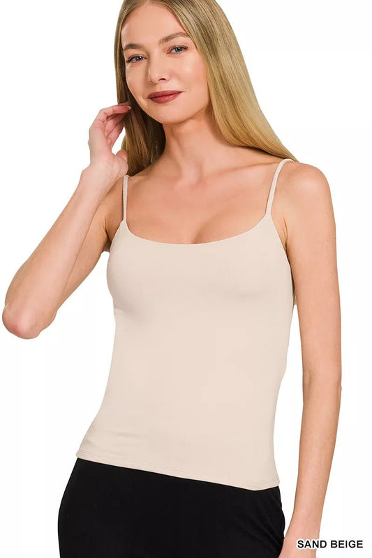 Zenana Double Layered Round Neck Spaghetti Cami - Bitsy Gypsy Boutique