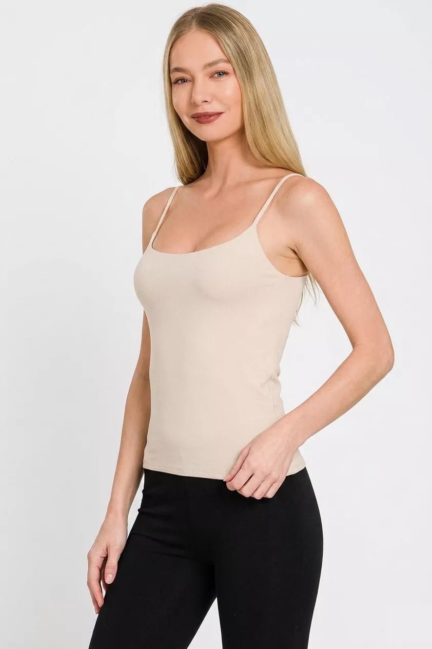 Zenana Double Layered Round Neck Spaghetti Cami - Bitsy Gypsy Boutique