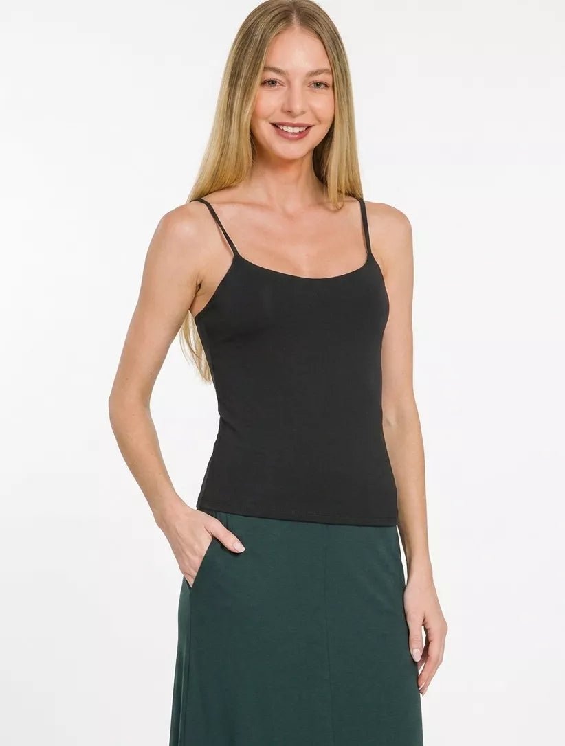 Zenana Double Layered Round Neck Spaghetti Cami - Bitsy Gypsy Boutique