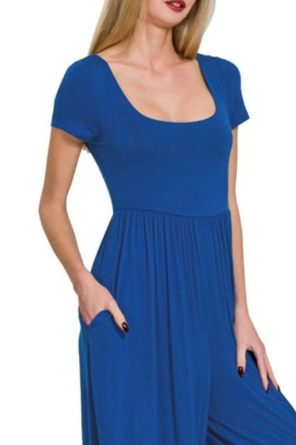 Zenana Double Layered Short Sleeve Jumpsuits - Bitsy Gypsy Boutique