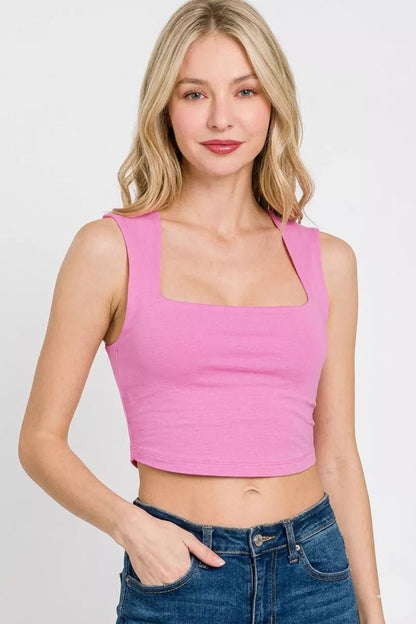 Zenana Double Layered Square Neck Cropped Tank Top - Bitsy Gypsy Boutique