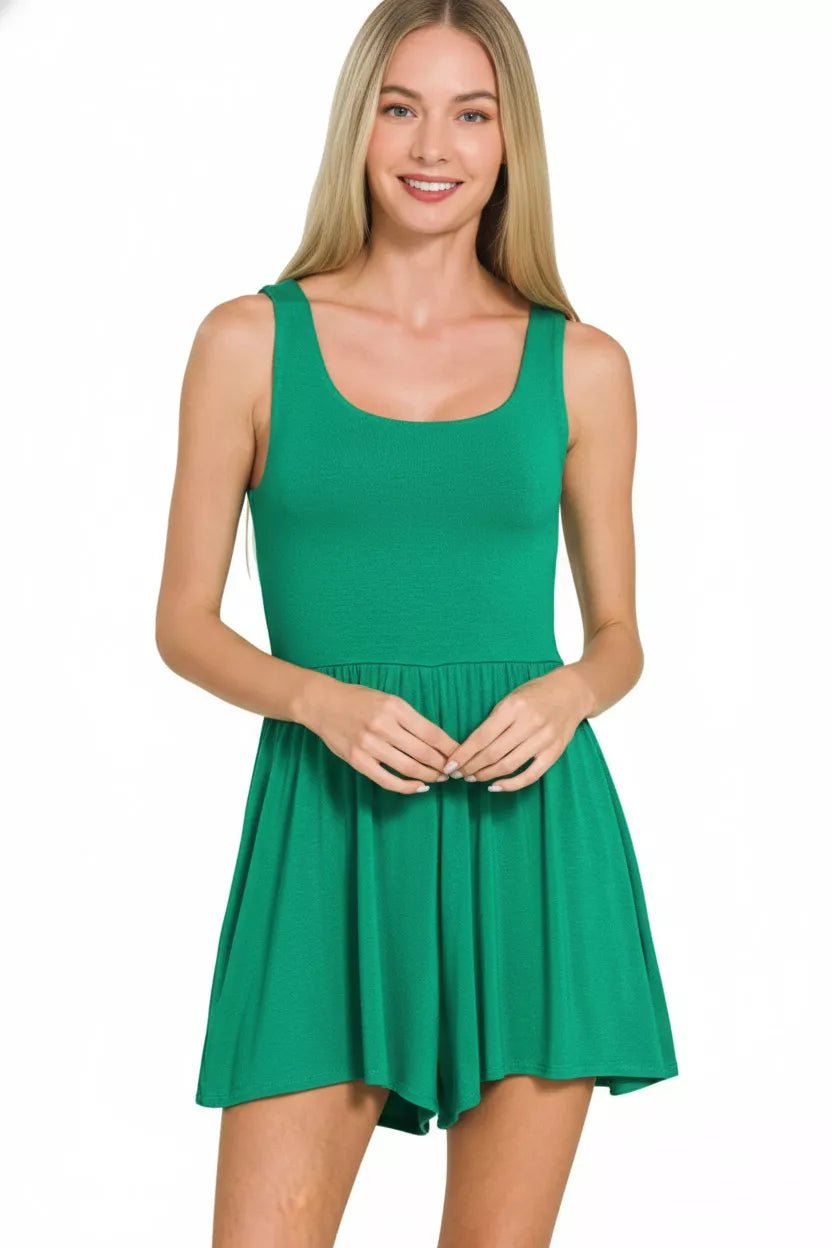 Zenana Double Layered Tank Romper - Bitsy Gypsy Boutique