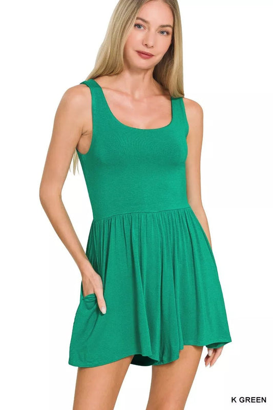 Zenana Double Layered Tank Romper - Bitsy Gypsy Boutique