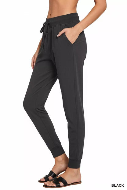 Zenana Drawstring Cotton Joggers with Pockets - Bitsy Gypsy Boutique