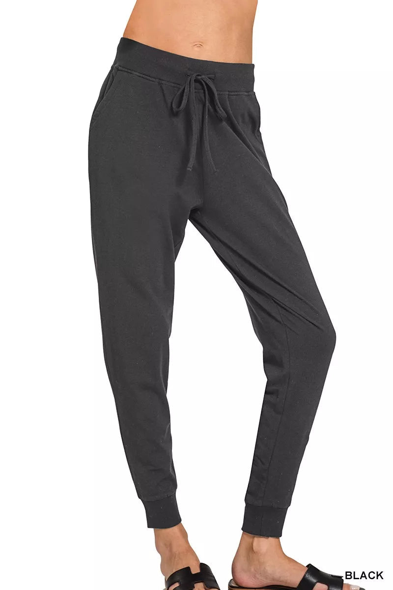 Zenana Drawstring Cotton Joggers with Pockets - Bitsy Gypsy Boutique