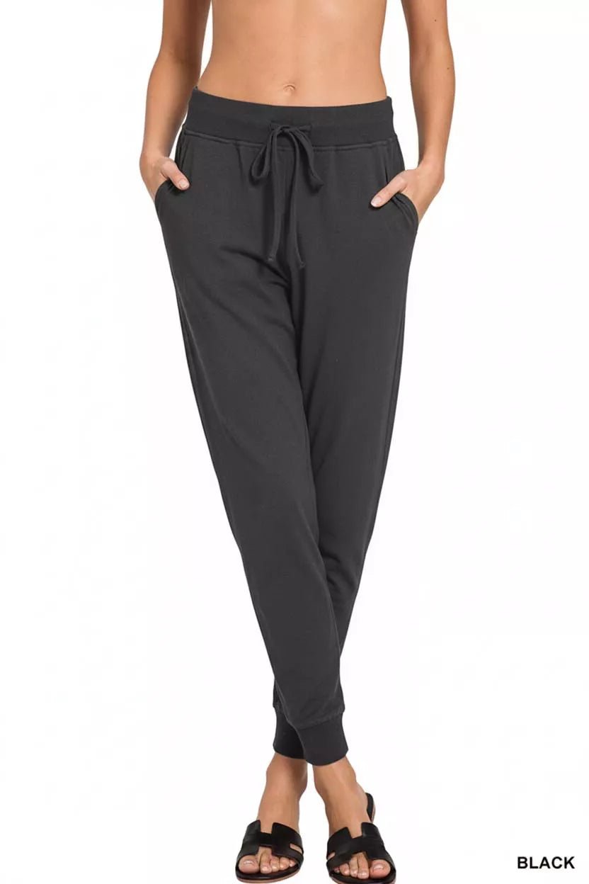 Zenana Drawstring Cotton Joggers with Pockets - Bitsy Gypsy Boutique