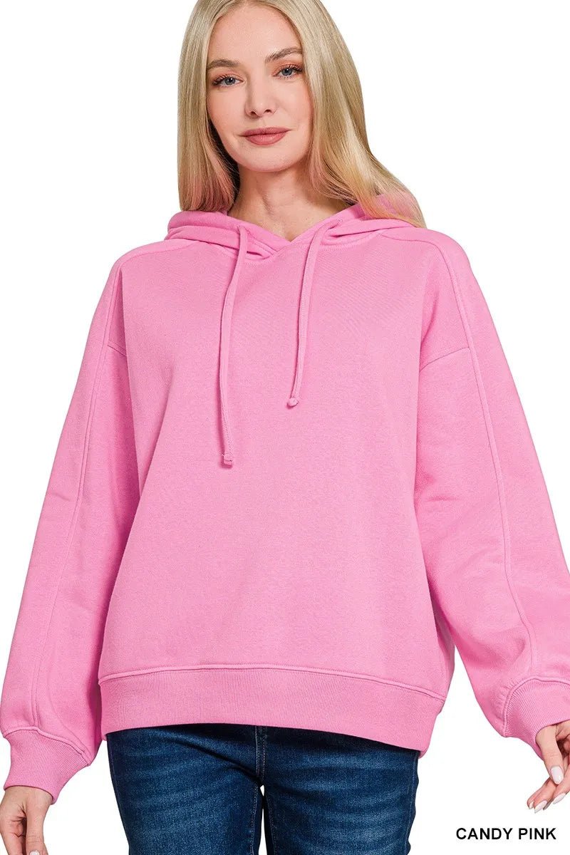 Zenana Drawstring Relaxed Fit Fleece Hoodie - Bitsy Gypsy Boutique