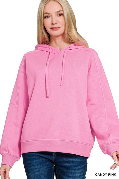 Zenana Drawstring Relaxed Fit Fleece Hoodie - Bitsy Gypsy Boutique