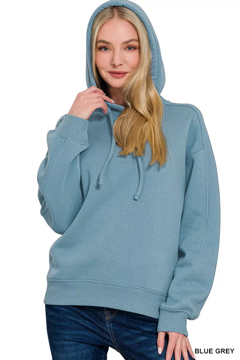 Zenana Drawstring Relaxed Fit Fleece Hoodie - Bitsy Gypsy Boutique