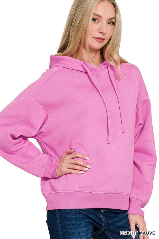 Zenana Drawstring Relaxed Fit Fleece Hoodie - Bitsy Gypsy Boutique