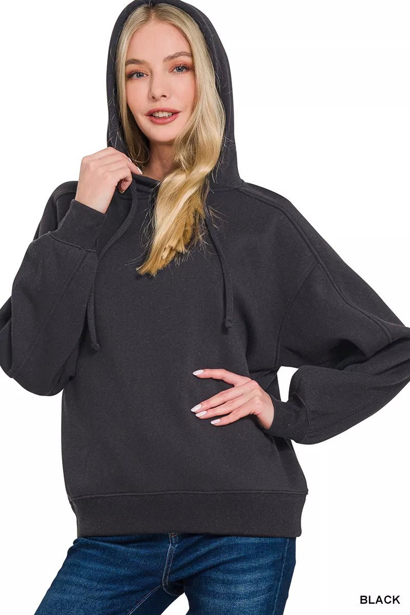 Zenana Drawstring Relaxed Fit Fleece Hoodie - Bitsy Gypsy Boutique