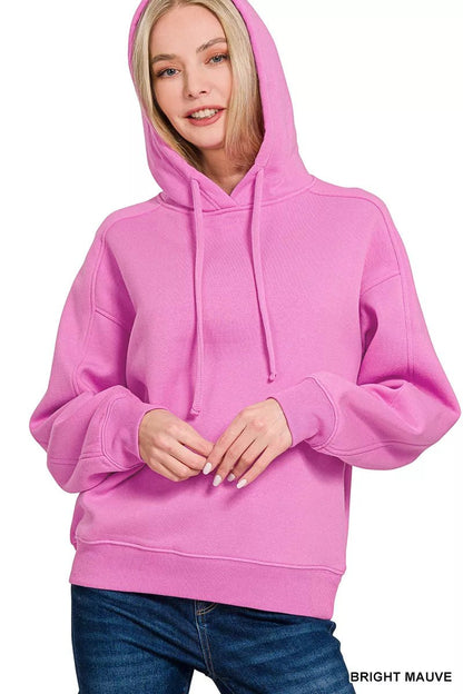 Zenana Drawstring Relaxed Fit Fleece Hoodie - Bitsy Gypsy Boutique