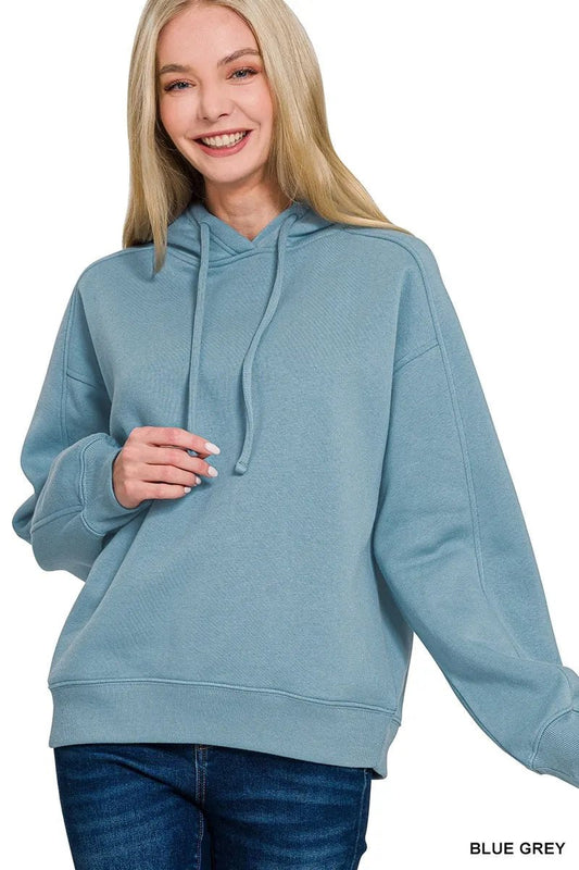 Zenana Drawstring Relaxed Fit Fleece Hoodie - Bitsy Gypsy Boutique