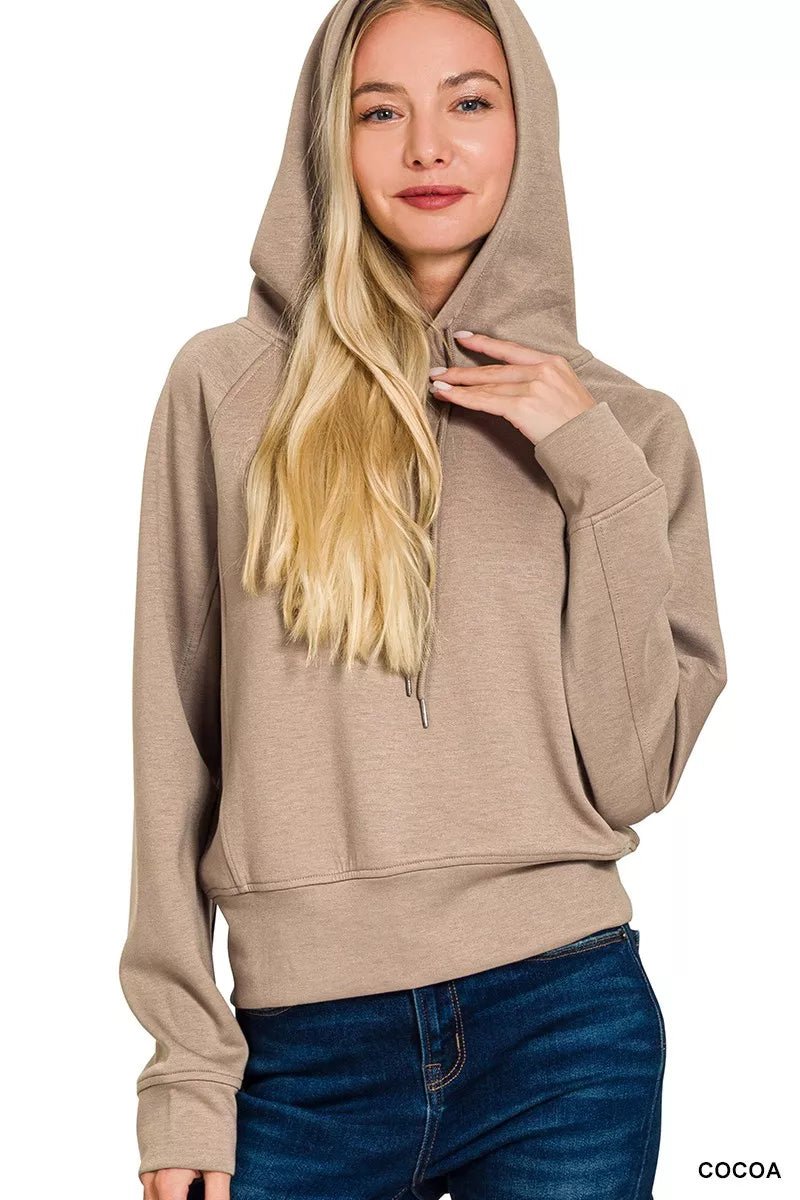 Zenana Drawstring Scuba Hoodie - Bitsy Gypsy Boutique