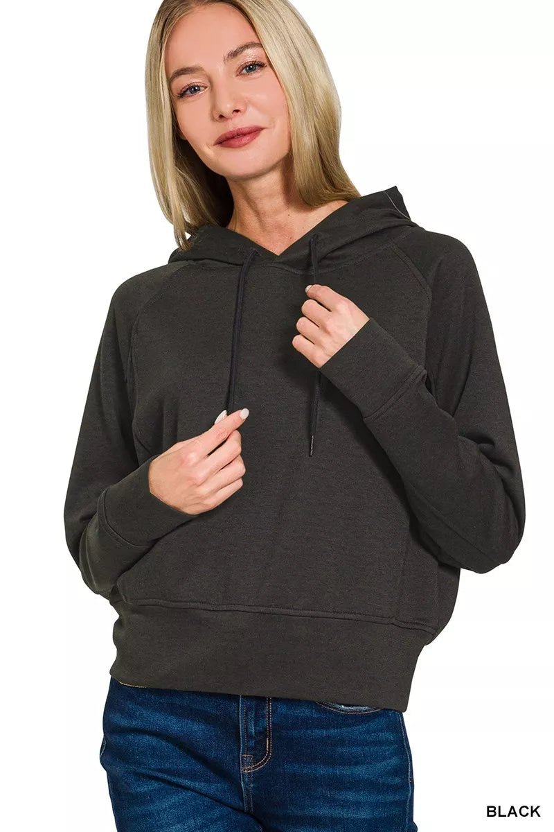 Zenana Drawstring Scuba Hoodie - Bitsy Gypsy Boutique