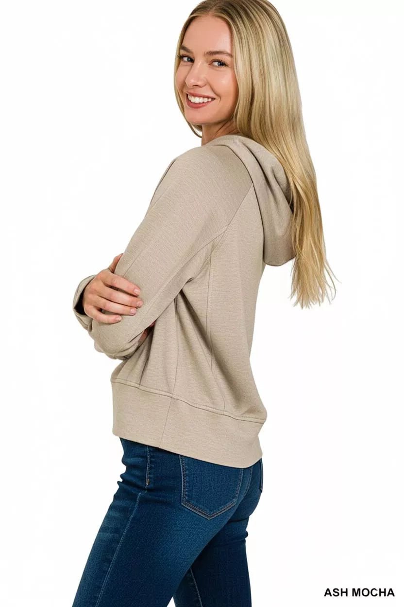 Zenana Drawstring Scuba Hoodie - Bitsy Gypsy Boutique