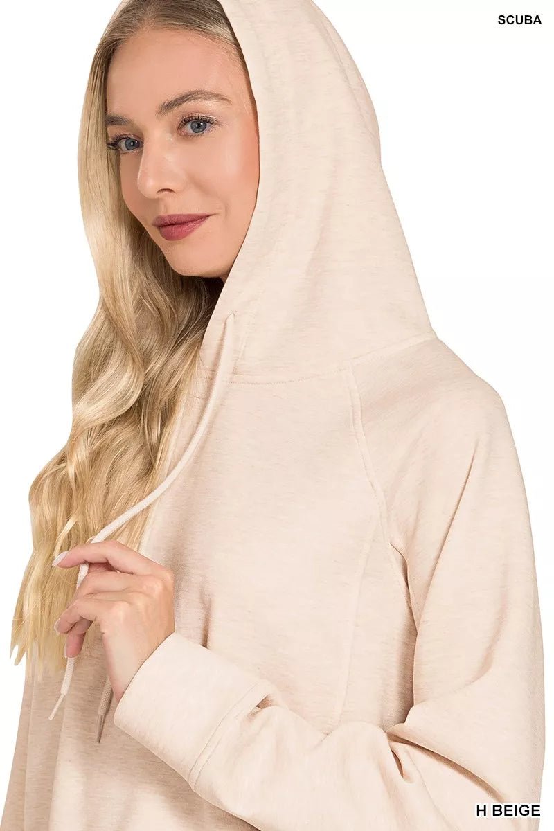 Zenana Drawstring Scuba Hoodie - Bitsy Gypsy Boutique