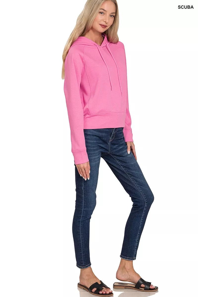 Zenana Drawstring Scuba Hoodie - Bitsy Gypsy Boutique