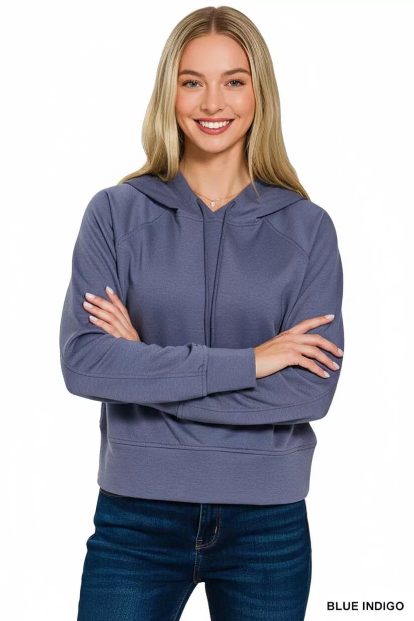 Zenana Drawstring Scuba Hoodie - Bitsy Gypsy Boutique