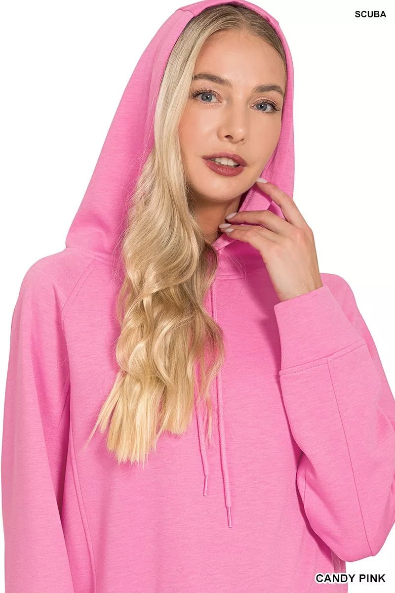 Zenana Drawstring Scuba Hoodie - Bitsy Gypsy Boutique