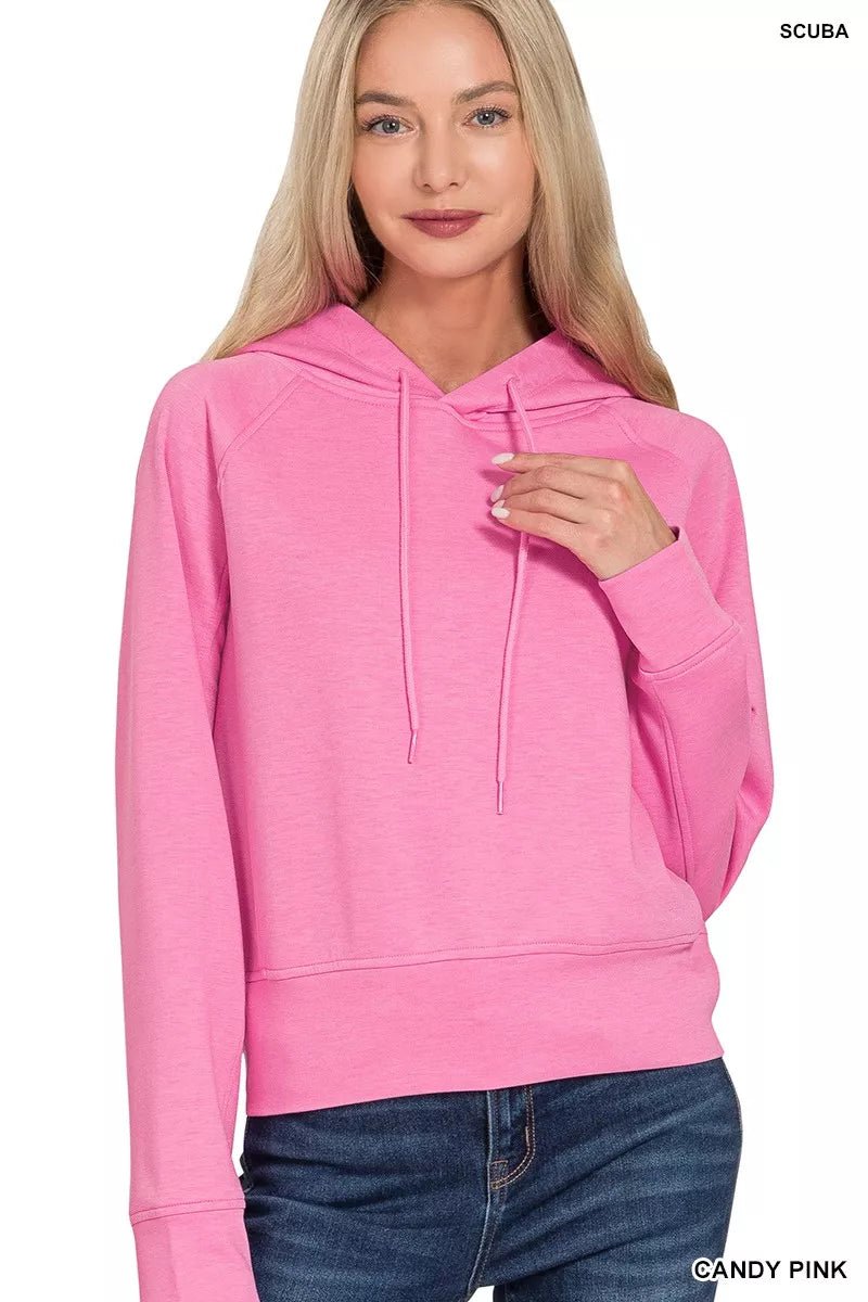 Zenana Drawstring Scuba Hoodie - Bitsy Gypsy Boutique