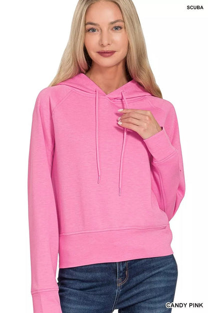 Zenana Drawstring Scuba Hoodie - Bitsy Gypsy Boutique