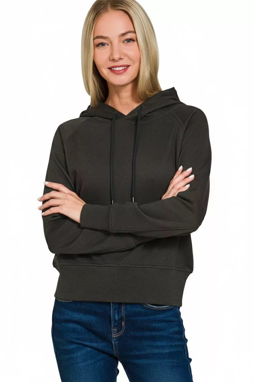 Zenana Drawstring Scuba Hoodie - Bitsy Gypsy Boutique
