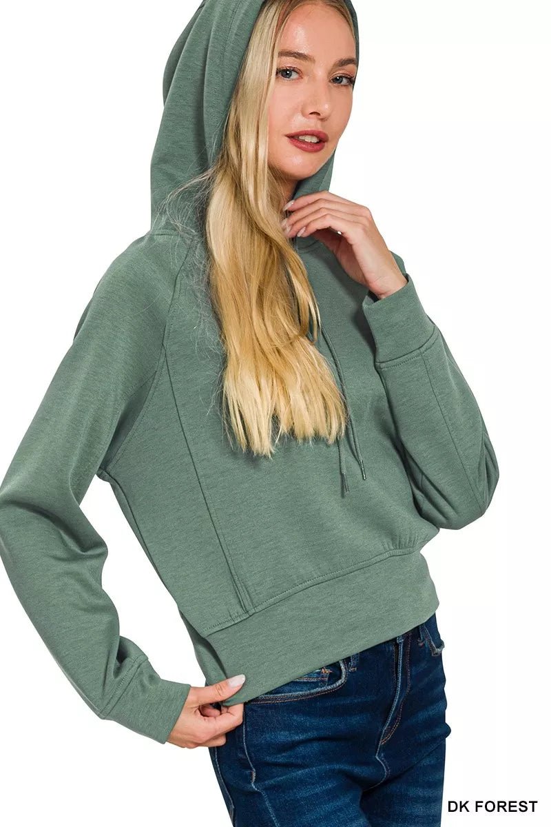 Zenana Drawstring Scuba Hoodie - Bitsy Gypsy Boutique