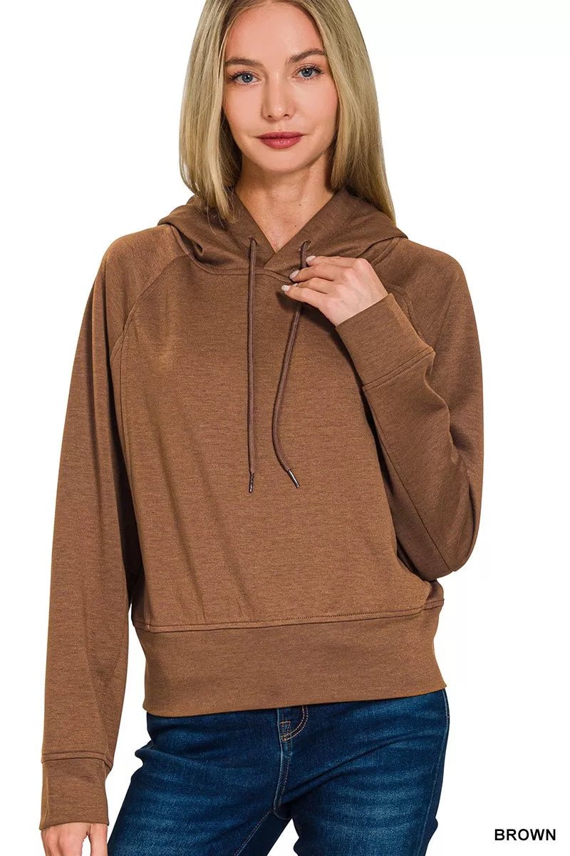 Zenana Drawstring Scuba Hoodie - Bitsy Gypsy Boutique