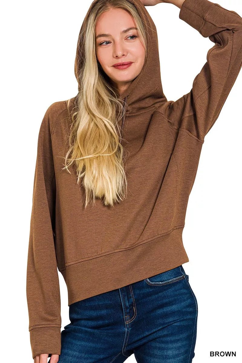 Zenana Drawstring Scuba Hoodie - Bitsy Gypsy Boutique