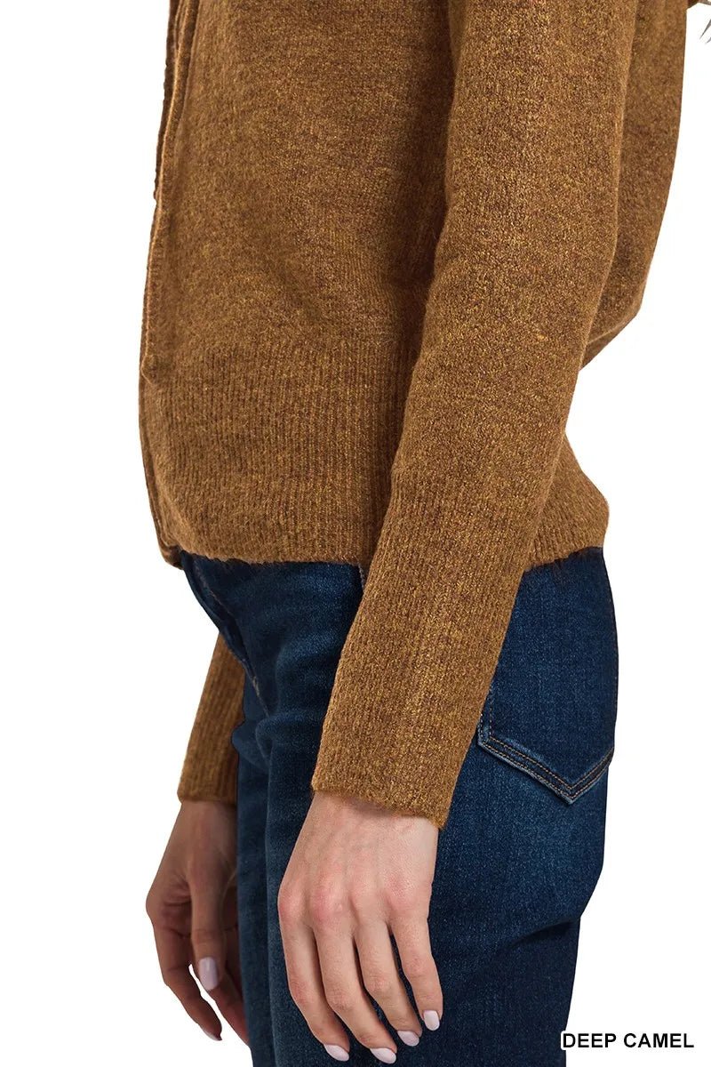 Zenana Drawstring Zip Up Hooded Cardigan - Bitsy Gypsy Boutique