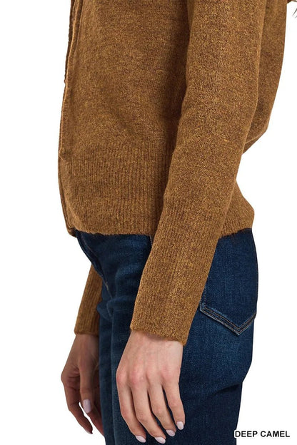 Zenana Drawstring Zip Up Hooded Cardigan - Bitsy Gypsy Boutique