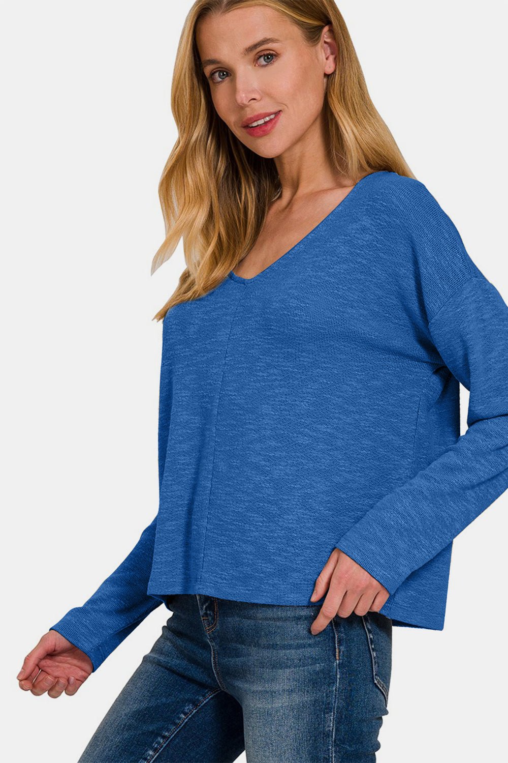 Zenana Dropped Shoulder Long Sleeve T-Shirt - Bitsy Gypsy Boutique