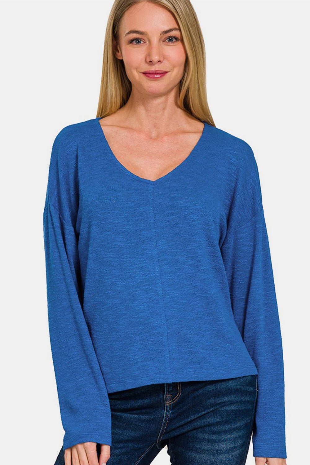 Zenana Dropped Shoulder Long Sleeve T-Shirt - Bitsy Gypsy Boutique