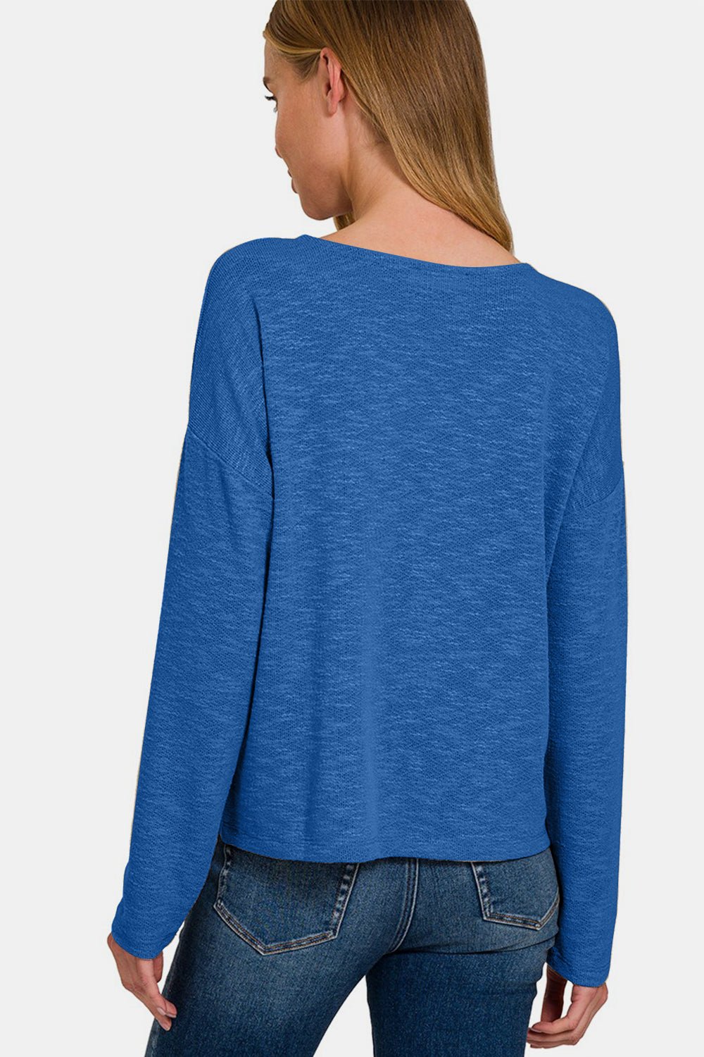 Zenana Dropped Shoulder Long Sleeve T-Shirt - Bitsy Gypsy Boutique