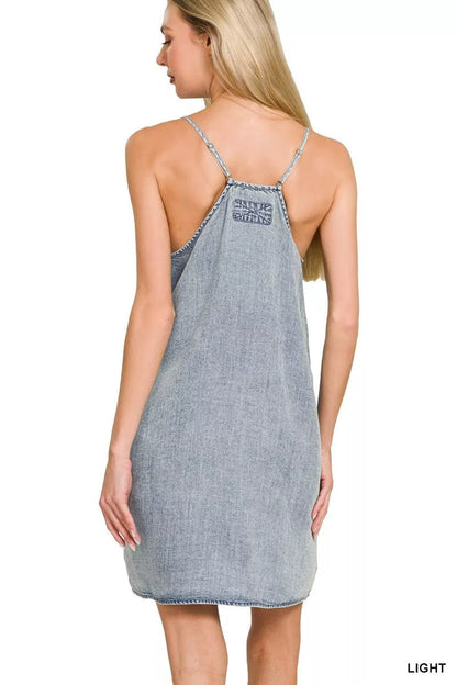 Zenana Enzyme Stone Washed Lyocell Mini Dress - Bitsy Gypsy Boutique