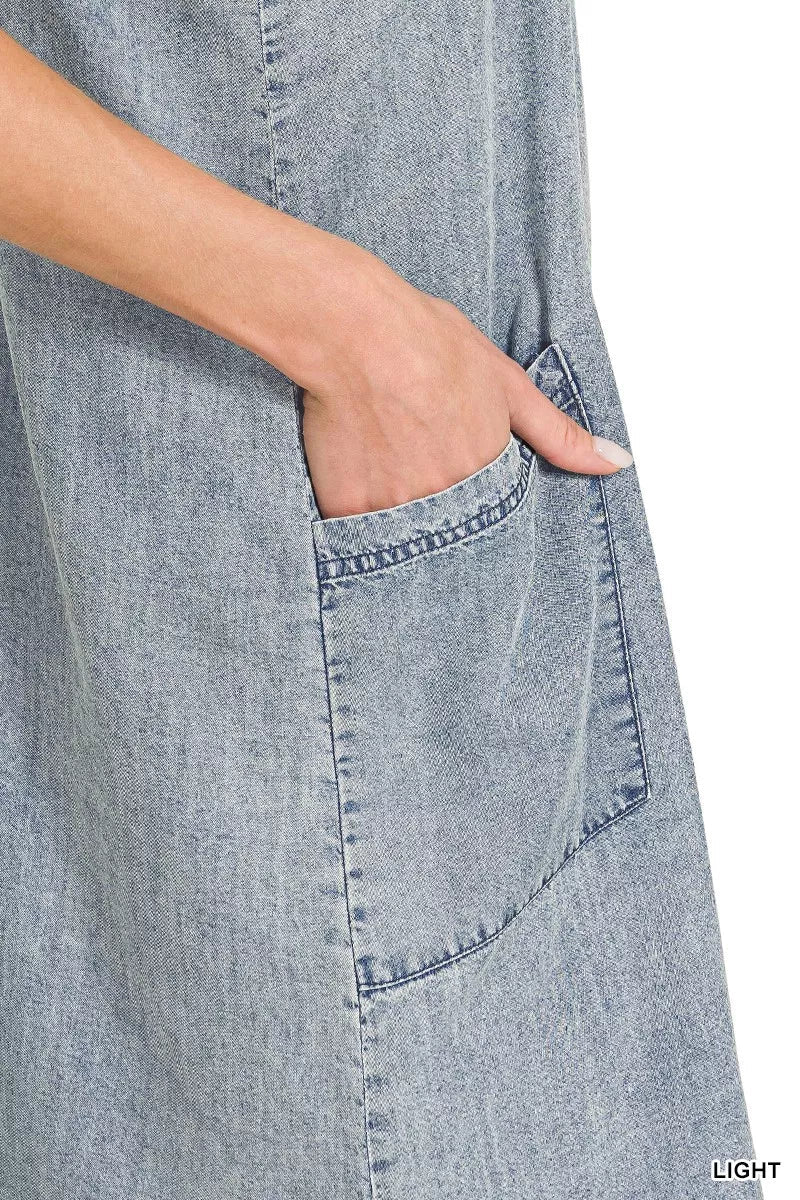 Zenana Enzyme Stone Washed Lyocell Mini Dress - Bitsy Gypsy Boutique