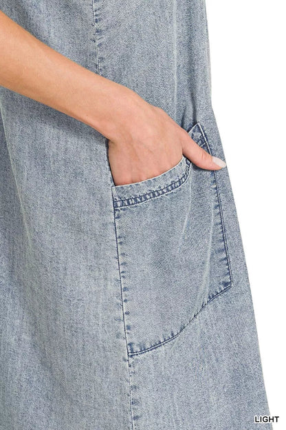 Zenana Enzyme Stone Washed Lyocell Mini Dress - Bitsy Gypsy Boutique