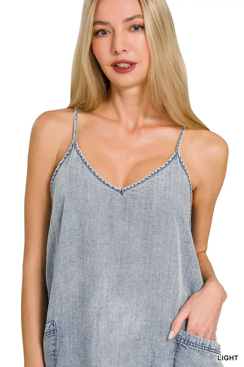 Zenana Enzyme Stone Washed Lyocell Mini Dress - Bitsy Gypsy Boutique