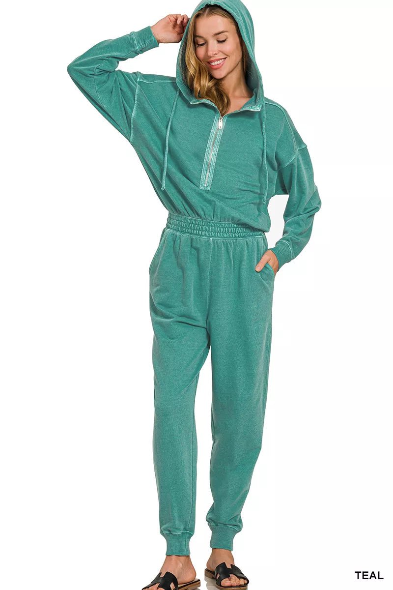 Zenana Enzyme Washed French Terry Jumpsuit - Bitsy Gypsy Boutique