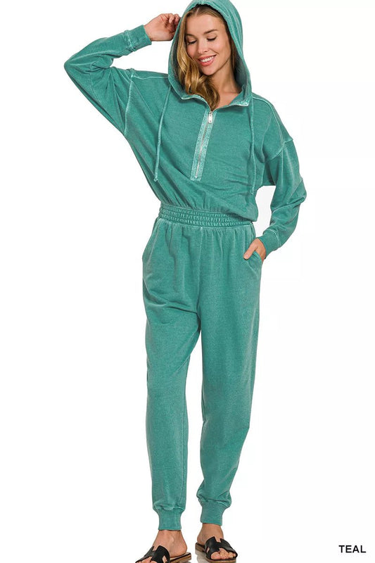 Zenana Enzyme Washed French Terry Jumpsuit - Bitsy Gypsy Boutique